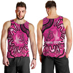 Personalised Australia Breast Cancer Men Tank Top Pink Boxing Ribbon Be Strong And Fight On