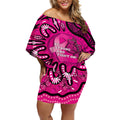 Personalised Australia Breast Cancer Off Shoulder Short Dress Pink Boxing Ribbon Be Strong And Fight On