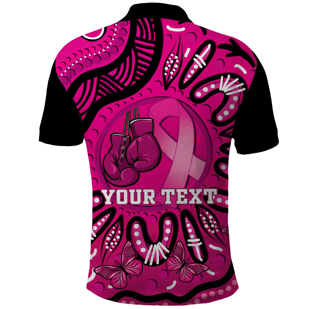 Personalised Australia Breast Cancer Polo Shirt Pink Boxing Ribbon Be Strong And Fight On