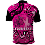 Personalised Australia Breast Cancer Polo Shirt Pink Boxing Ribbon Be Strong And Fight On