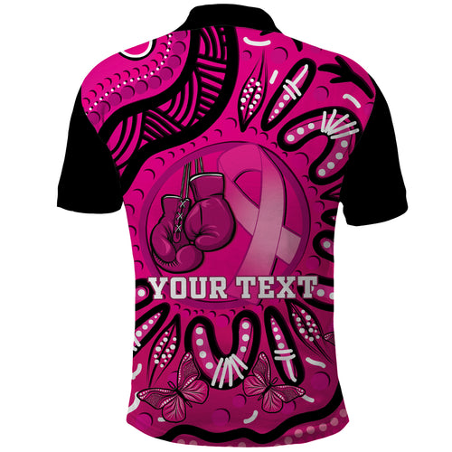 Personalised Australia Breast Cancer Polo Shirt Pink Boxing Ribbon Be Strong And Fight On