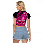 Personalised Australia Breast Cancer Raglan Cropped T Shirt Pink Boxing Ribbon Be Strong And Fight On