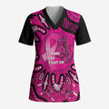 Personalised Australia Breast Cancer Scrub Top Pink Boxing Ribbon Be Strong And Fight On - Aussie Hoodie