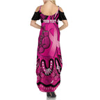 Personalised Australia Breast Cancer Summer Maxi Dress Pink Boxing Ribbon Be Strong And Fight On