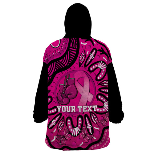 Personalised Australia Breast Cancer Wearable Blanket Hoodie Pink Boxing Ribbon Be Strong And Fight On