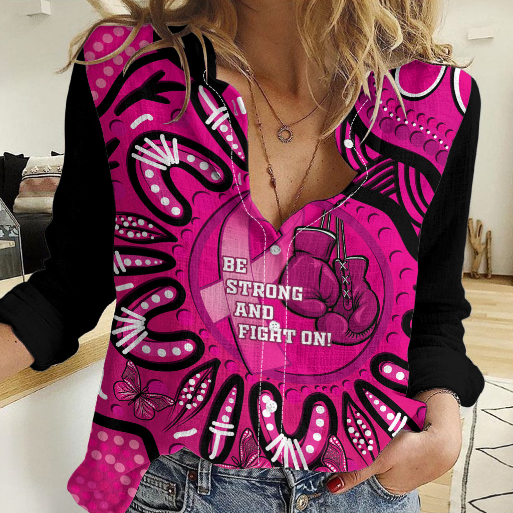 Personalised Australia Breast Cancer Women Casual Shirt Pink Boxing Ribbon Be Strong And Fight On