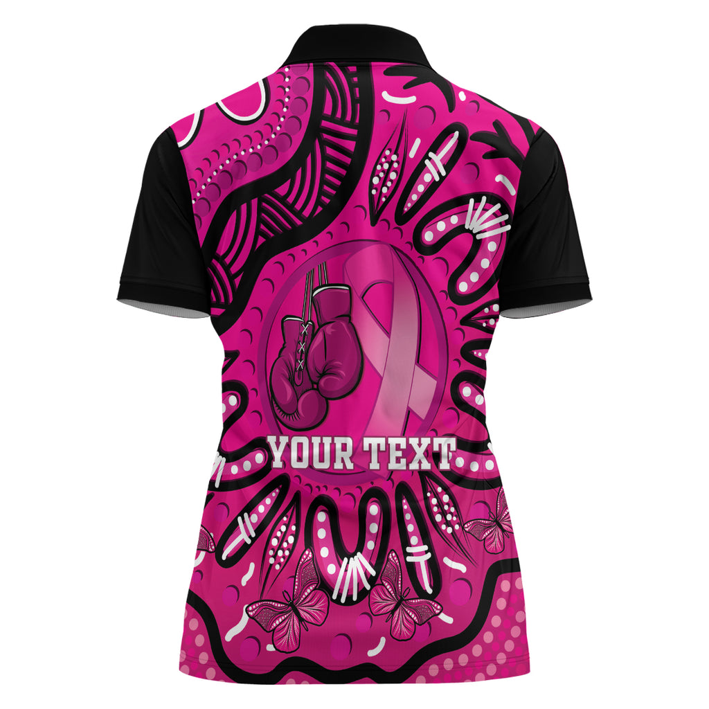 Personalised Australia Breast Cancer Women Polo Shirt Pink Boxing Ribbon Be Strong And Fight On