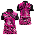 Personalised Australia Breast Cancer Women Polo Shirt Pink Boxing Ribbon Be Strong And Fight On