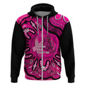 Personalised Australia Breast Cancer Zip Hoodie Pink Boxing Ribbon Be Strong And Fight On