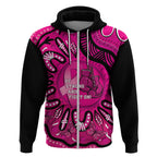 Personalised Australia Breast Cancer Zip Hoodie Pink Boxing Ribbon Be Strong And Fight On