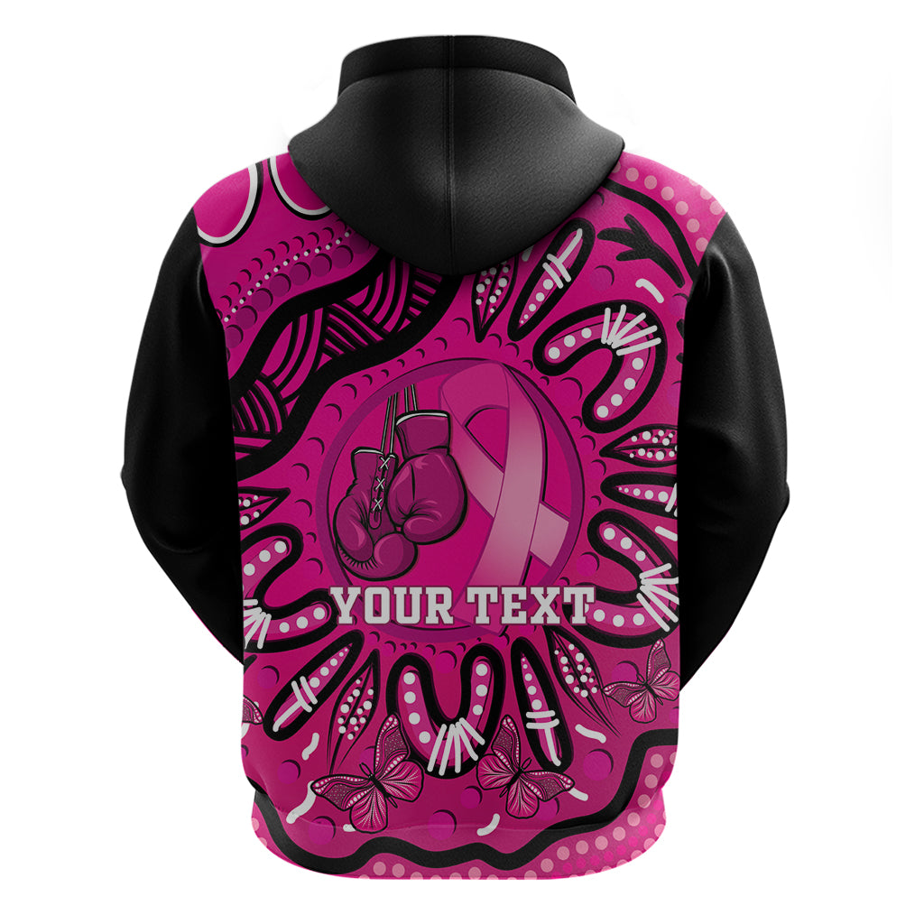 Personalised Australia Breast Cancer Zip Hoodie Pink Boxing Ribbon Be Strong And Fight On