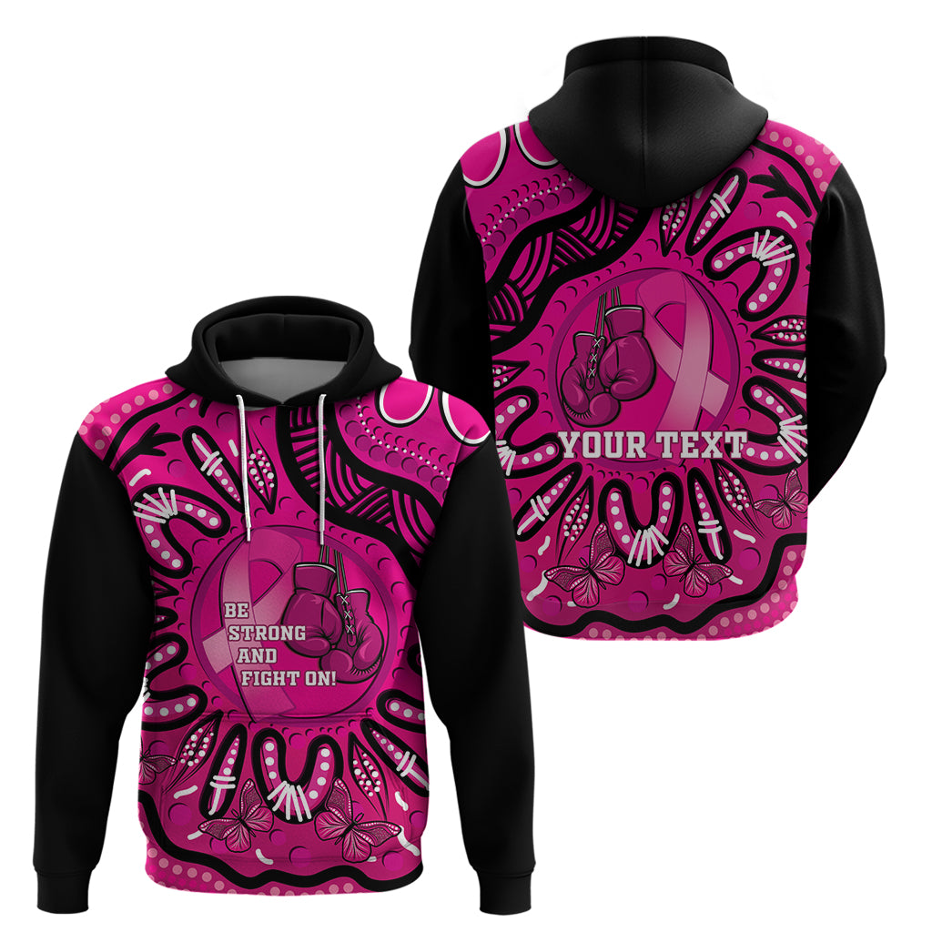 Personalised Australia Breast Cancer Zip Hoodie Pink Boxing Ribbon Be Strong And Fight On