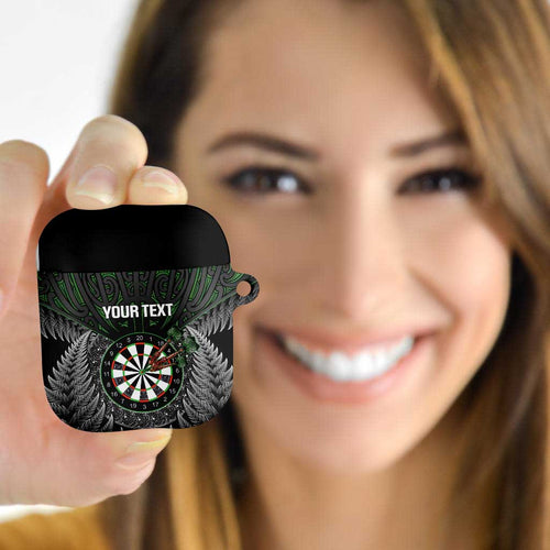 Personalised New Zealand Darts AirPods Case Dartboard Maori Fern Puhoro Art - Aussie Hoodie