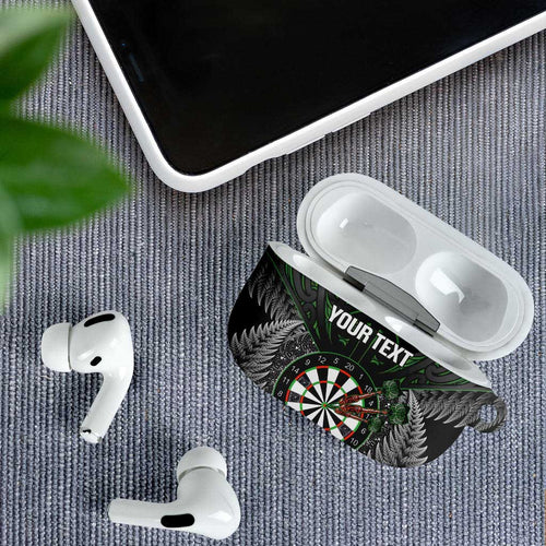 Personalised New Zealand Darts AirPods Case Dartboard Maori Fern Puhoro Art - Aussie Hoodie