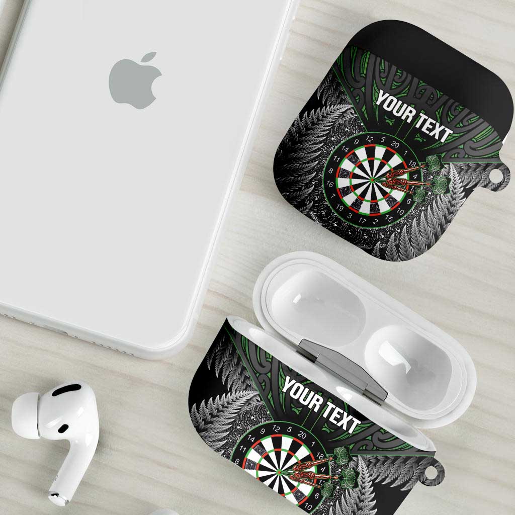 Personalised New Zealand Darts AirPods Case Dartboard Maori Fern Puhoro Art - Aussie Hoodie