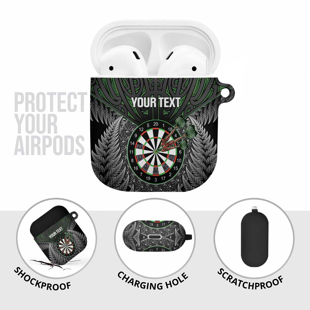 Personalised New Zealand Darts AirPods Case Dartboard Maori Fern Puhoro Art - Aussie Hoodie