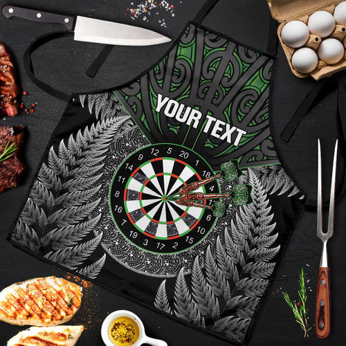 Personalised New Zealand Darts Apron Dartboard Maori Fern Puhoro Art - Aussie Hoodie