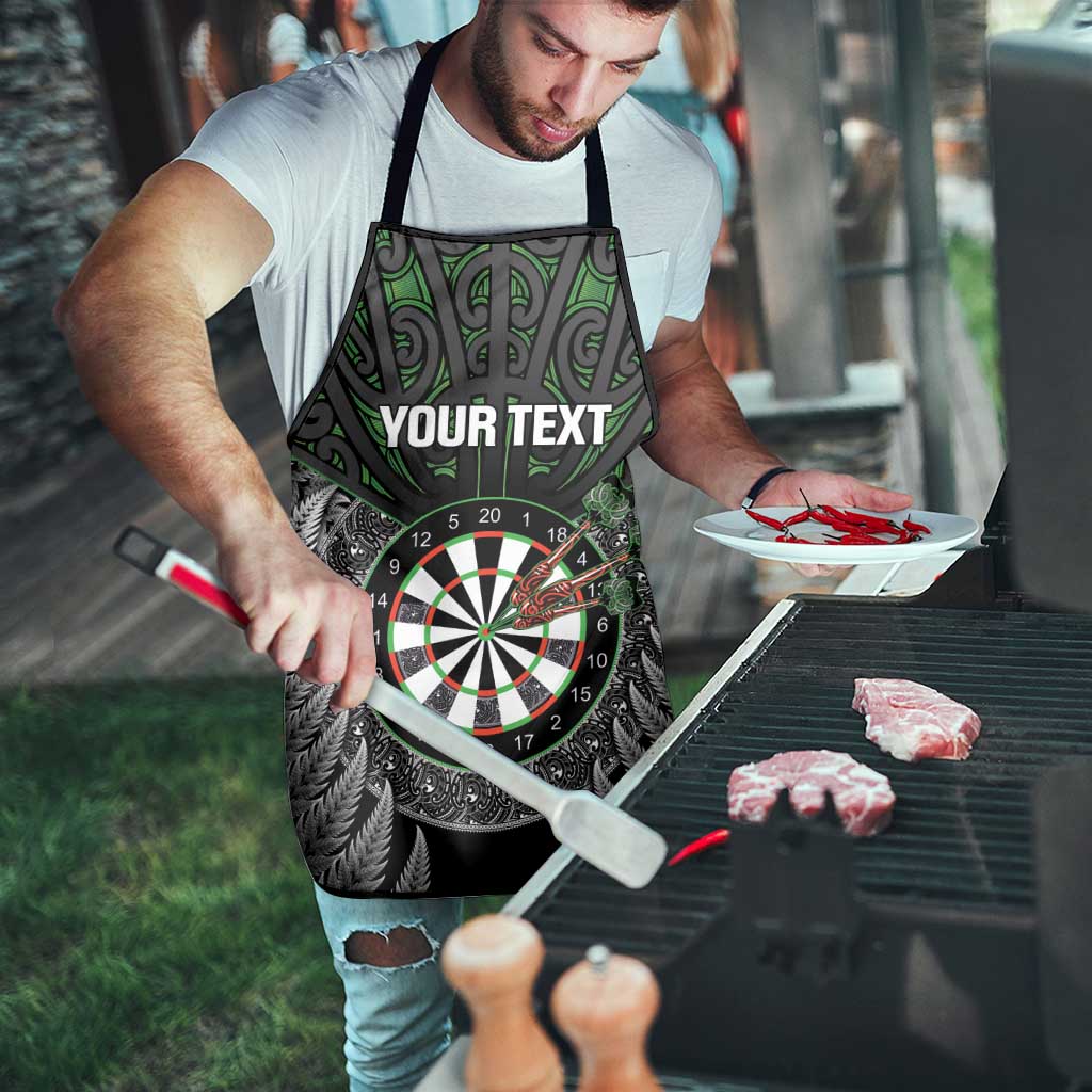Personalised New Zealand Darts Apron Dartboard Maori Fern Puhoro Art - Aussie Hoodie