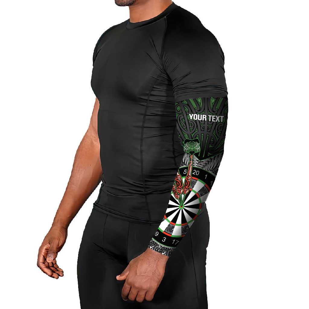 Personalised New Zealand Darts Arm Sleeves Dartboard Maori Fern Puhoro Art - Aussie Hoodie