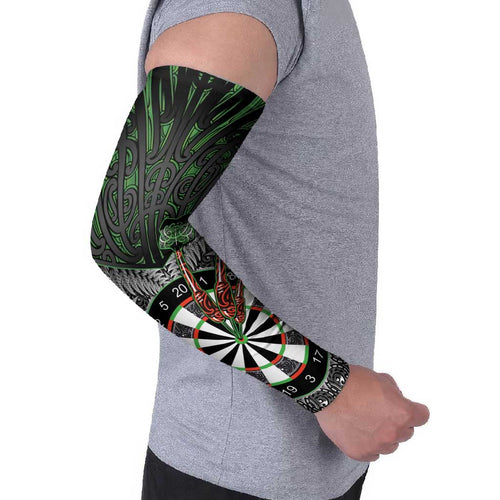Personalised New Zealand Darts Arm Sleeves Dartboard Maori Fern Puhoro Art - Aussie Hoodie