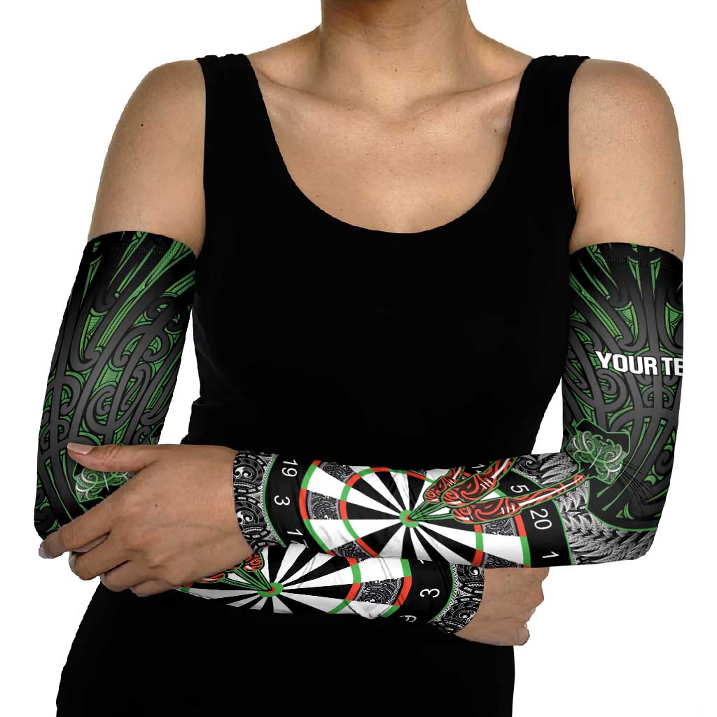 Personalised New Zealand Darts Arm Sleeves Dartboard Maori Fern Puhoro Art - Aussie Hoodie