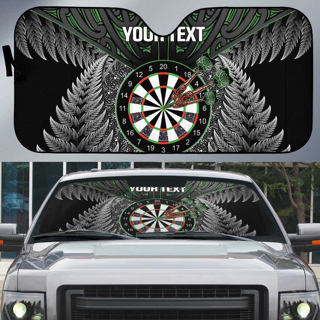 Personalised New Zealand Darts Auto Sun Shade Dartboard Maori Fern Puhoro Art - Aussie Hoodie