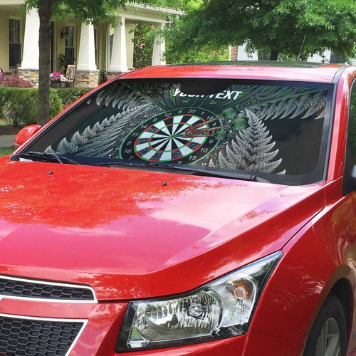 Personalised New Zealand Darts Auto Sun Shade Dartboard Maori Fern Puhoro Art - Aussie Hoodie