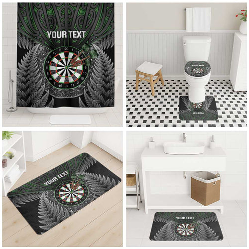 Personalised New Zealand Darts Bathroom Set Dartboard Maori Fern Puhoro Art - Aussie Hoodie