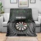 Personalised New Zealand Darts Blanket Dartboard Maori Fern Puhoro Art