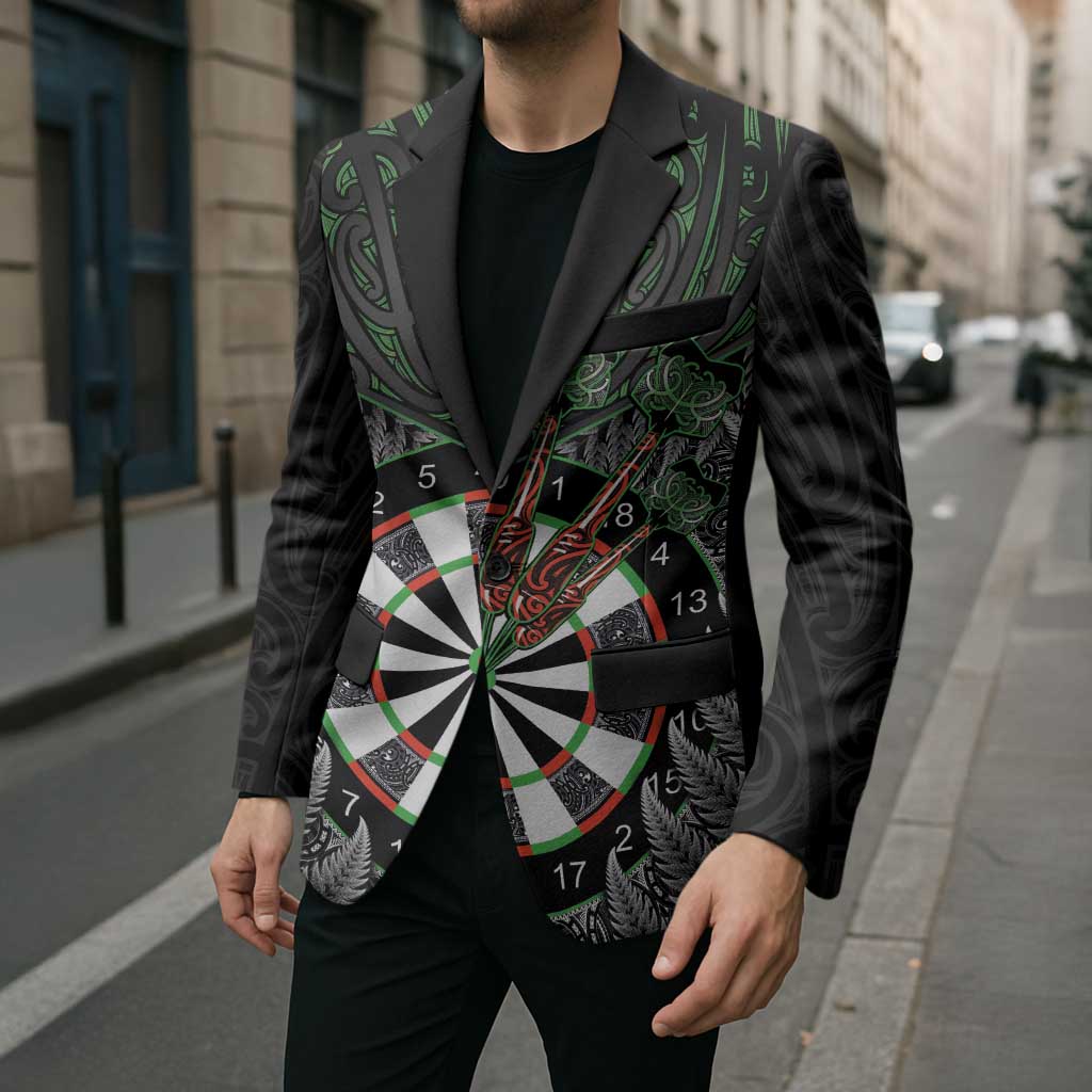 Personalised New Zealand Darts Blazer Dartboard Maori Fern Puhoro Art - Aussie Hoodie