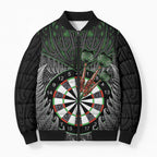 Personalised New Zealand Darts Bomber Puffer Jacket Dartboard Maori Fern Puhoro Art - Aussie Hoodie