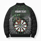 Personalised New Zealand Darts Bomber Puffer Jacket Dartboard Maori Fern Puhoro Art - Aussie Hoodie