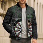 Personalised New Zealand Darts Bomber Puffer Jacket Dartboard Maori Fern Puhoro Art - Aussie Hoodie