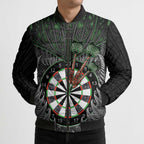 Personalised New Zealand Darts Bomber Puffer Jacket Dartboard Maori Fern Puhoro Art - Aussie Hoodie