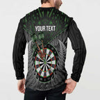 Personalised New Zealand Darts Button Sweatshirt Dartboard Maori Fern Puhoro Art