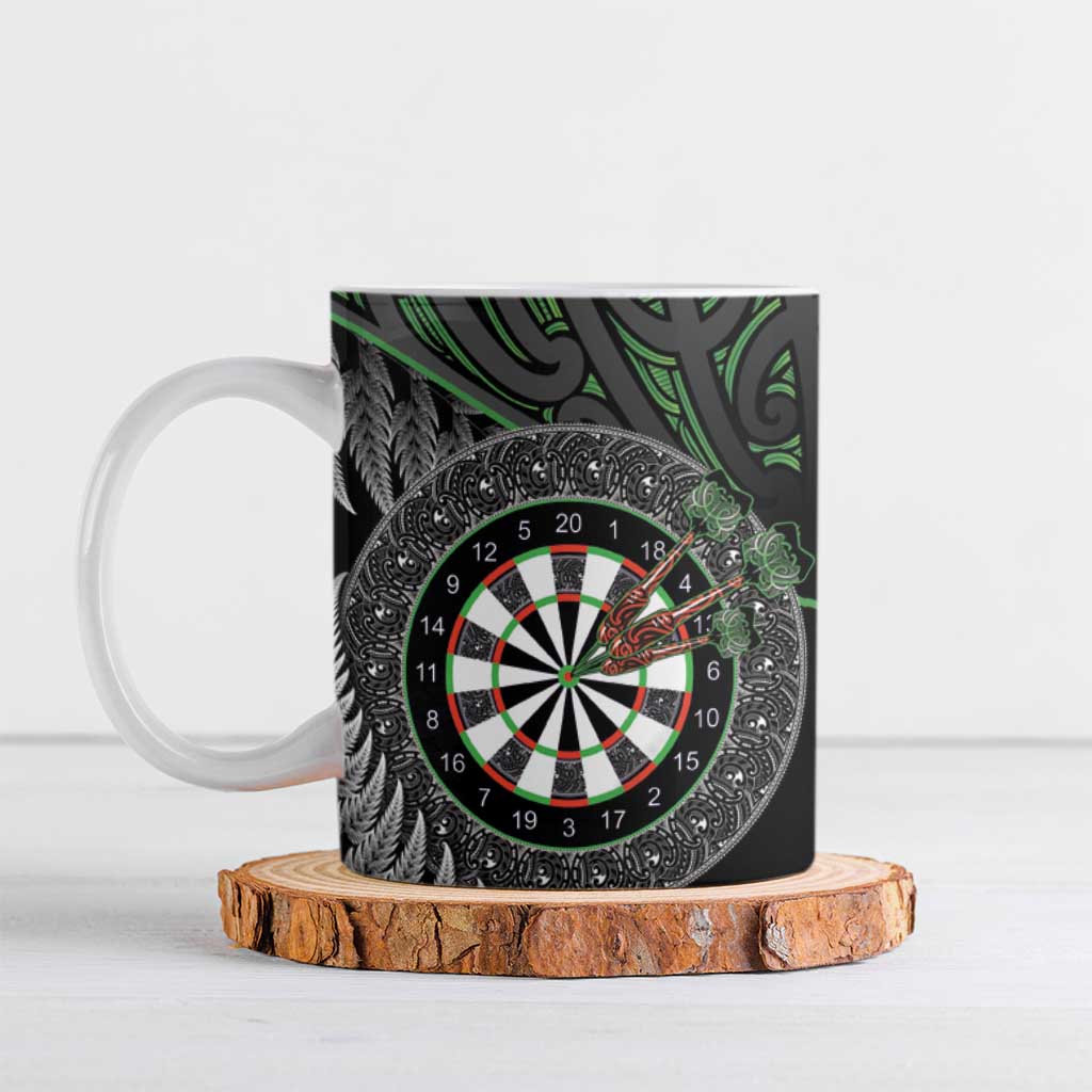 Personalised New Zealand Darts Ceramic Mug Dartboard Maori Fern Puhoro Art - Aussie Hoodie