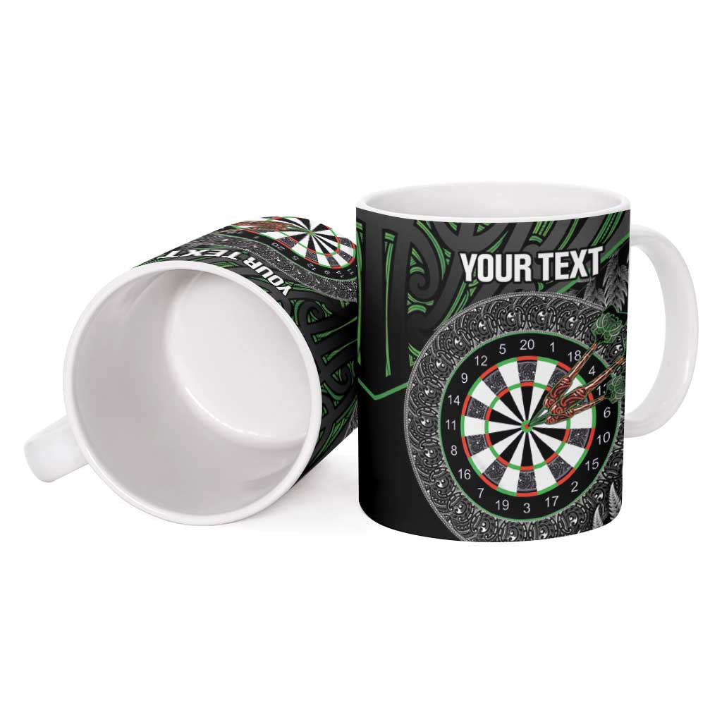 Personalised New Zealand Darts Ceramic Mug Dartboard Maori Fern Puhoro Art - Aussie Hoodie