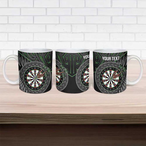 Personalised New Zealand Darts Ceramic Mug Dartboard Maori Fern Puhoro Art - Aussie Hoodie