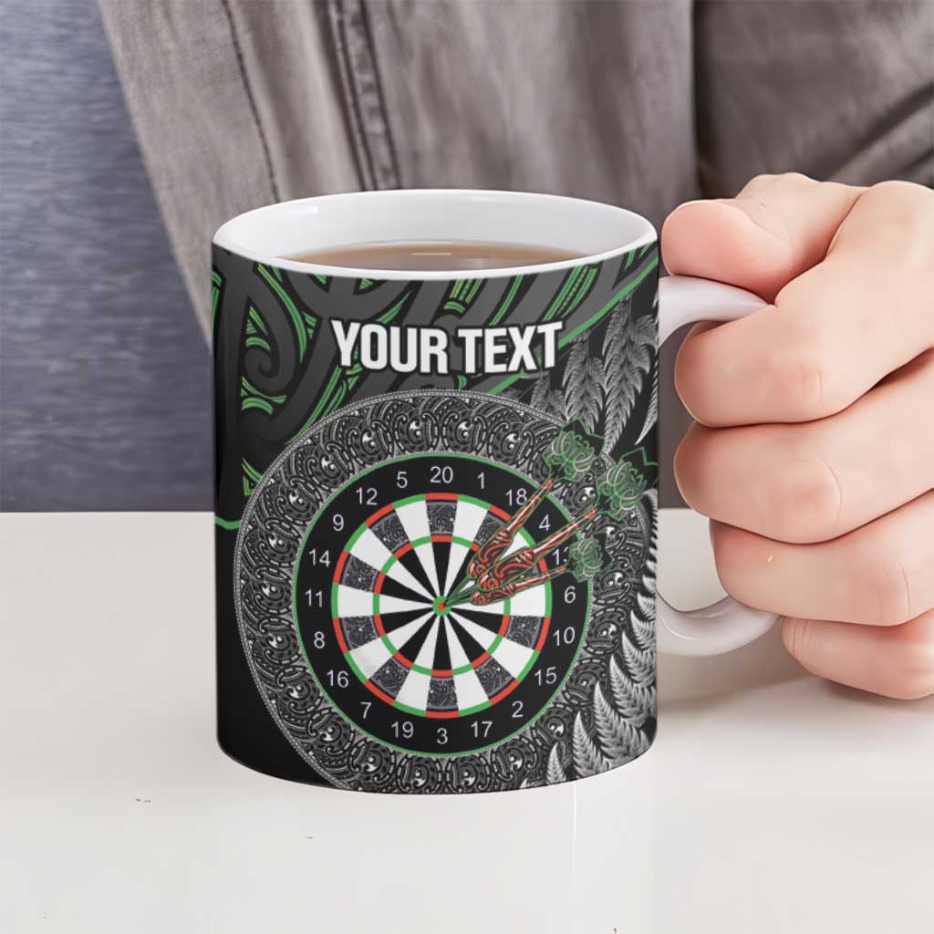 Personalised New Zealand Darts Ceramic Mug Dartboard Maori Fern Puhoro Art - Aussie Hoodie