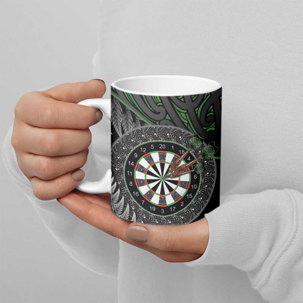 Personalised New Zealand Darts Ceramic Mug Dartboard Maori Fern Puhoro Art - Aussie Hoodie