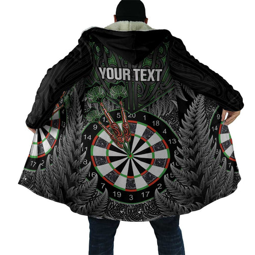 Personalised New Zealand Darts Cloak Dartboard Maori Fern Puhoro Art - Aussie Hoodie