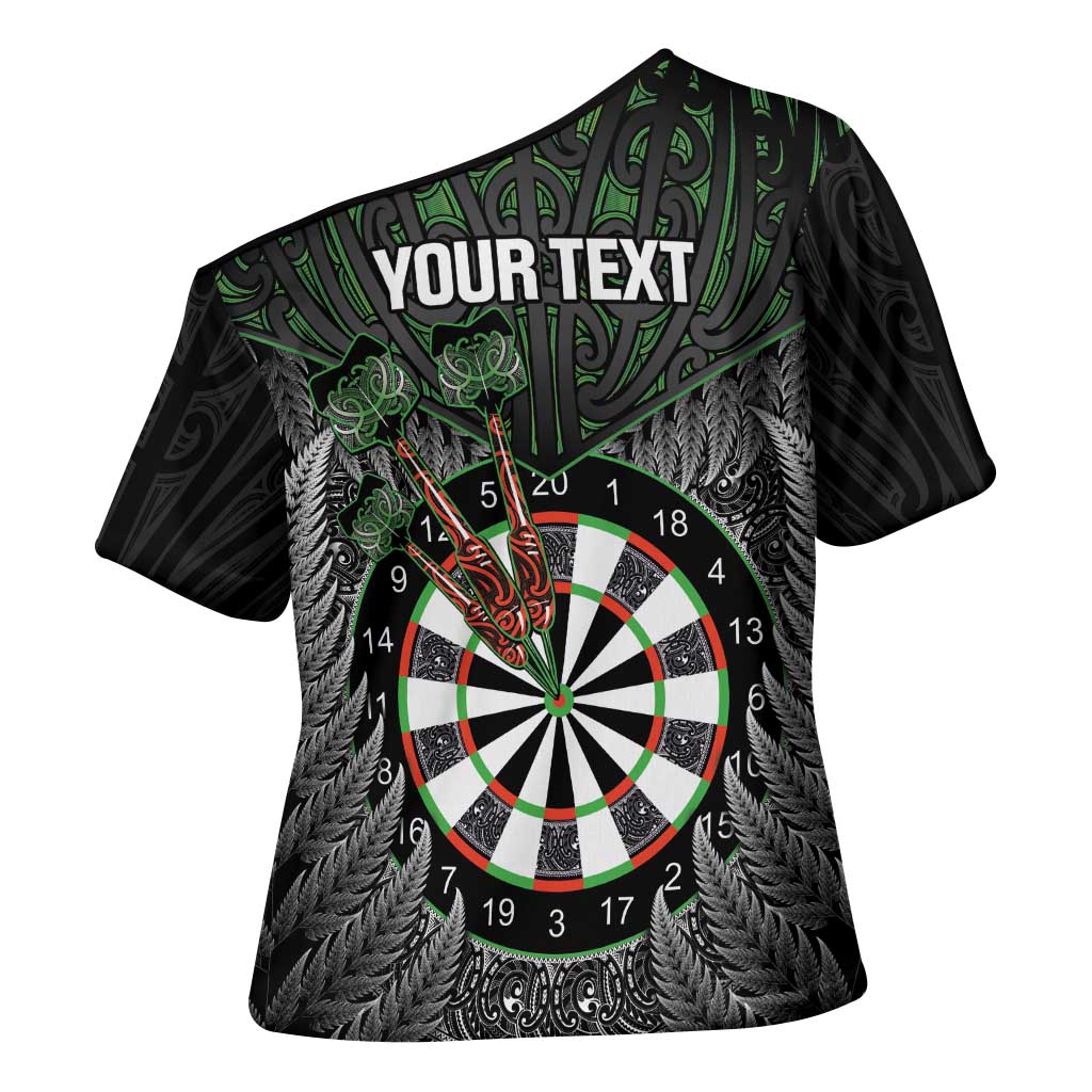 Personalised New Zealand Darts Cross Shoulder Shirt Dartboard Maori Fern Puhoro Art - Aussie Hoodie