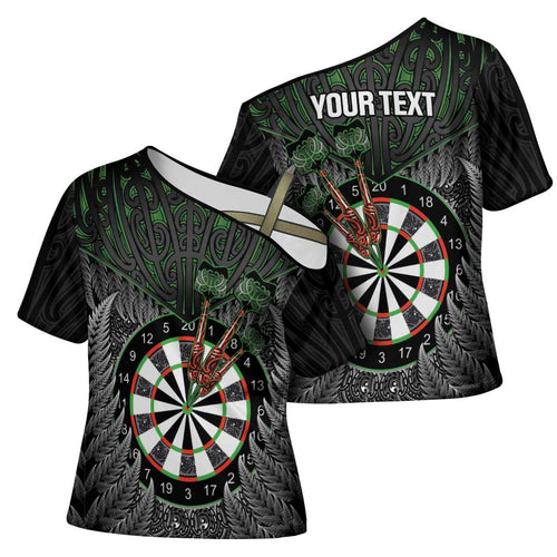 Personalised New Zealand Darts Cross Shoulder Shirt Dartboard Maori Fern Puhoro Art - Aussie Hoodie