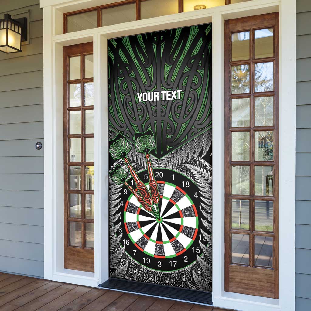 Personalised New Zealand Darts Door Cover Dartboard Maori Fern Puhoro Art - Aussie Hoodie