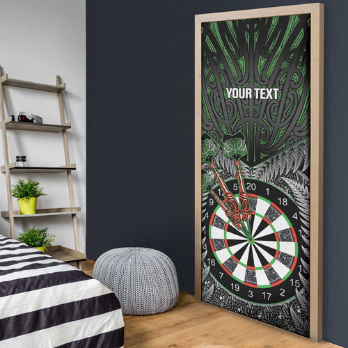 Personalised New Zealand Darts Door Cover Dartboard Maori Fern Puhoro Art - Aussie Hoodie