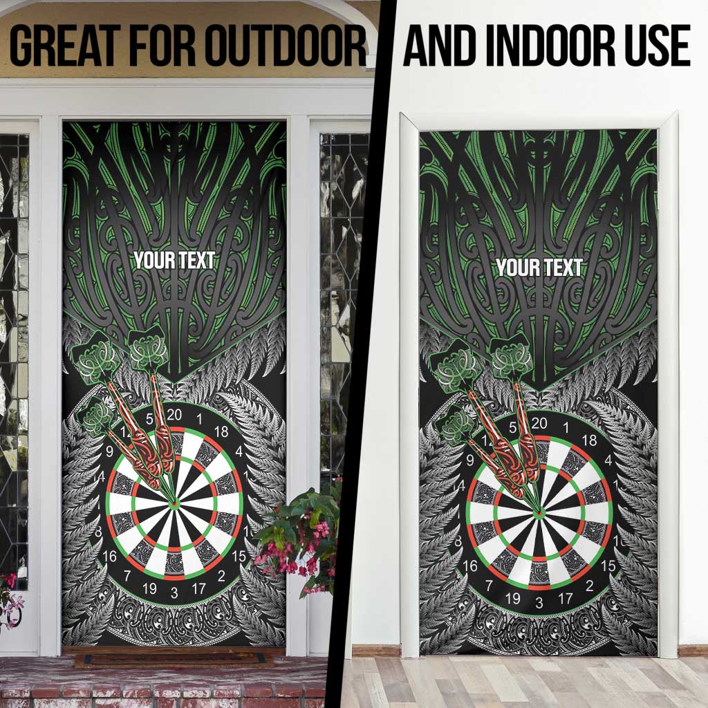 Personalised New Zealand Darts Door Cover Dartboard Maori Fern Puhoro Art - Aussie Hoodie