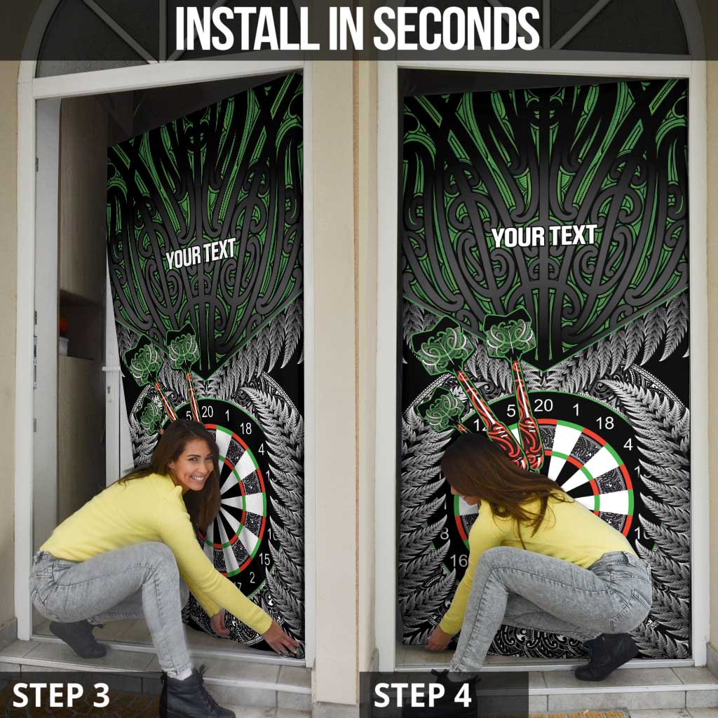 Personalised New Zealand Darts Door Cover Dartboard Maori Fern Puhoro Art - Aussie Hoodie