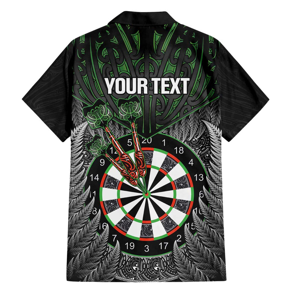 Personalised New Zealand Darts Family Matching Off The Shoulder Long Sleeve Dress and Hawaiian Shirt Dartboard Maori Fern Puhoro Art