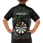 Personalised New Zealand Darts Family Matching Summer Maxi Dress and Hawaiian Shirt Dartboard Maori Fern Puhoro Art
