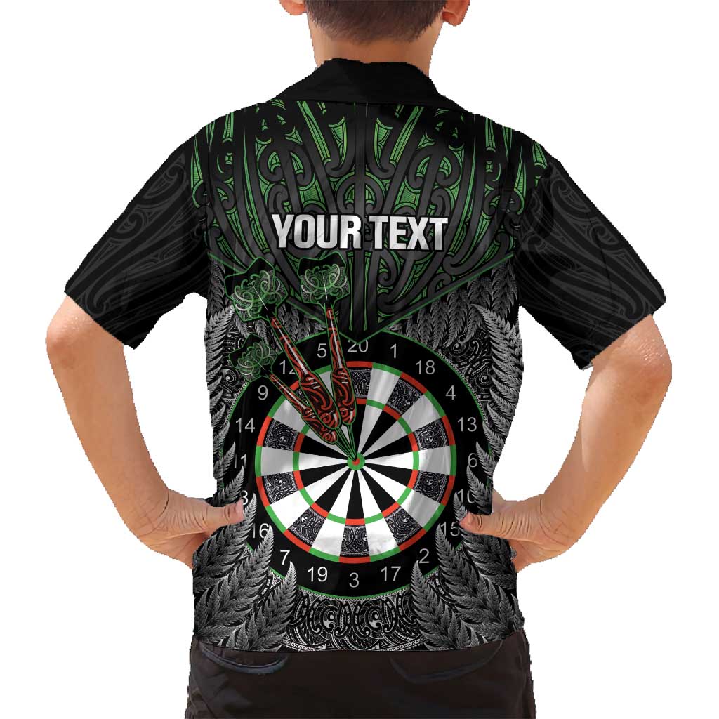 Personalised New Zealand Darts Family Matching Summer Maxi Dress and Hawaiian Shirt Dartboard Maori Fern Puhoro Art